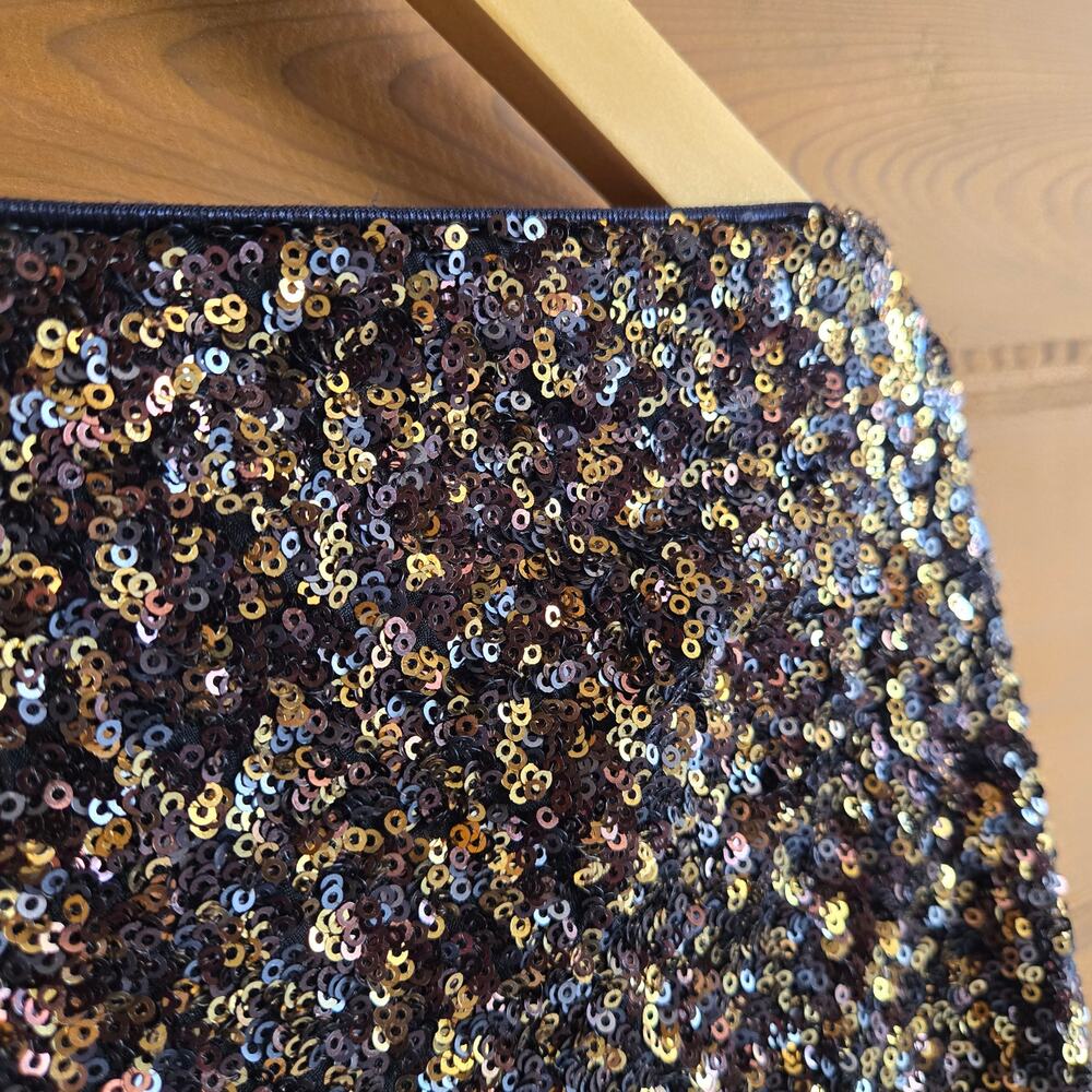 Dress The Population Dress Chrissie Midi Sequin One Shoulder XL Gold Black Glam - Picture 4 of 7